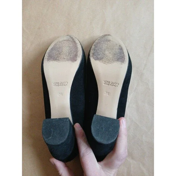 Lavorazione Artigiana Round Toe Heels Womens EU 38 US 7.5 Black Suede Preppy - Picture 8 of 9